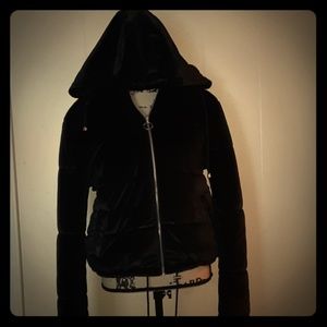 All black Velvet Bubble Coat